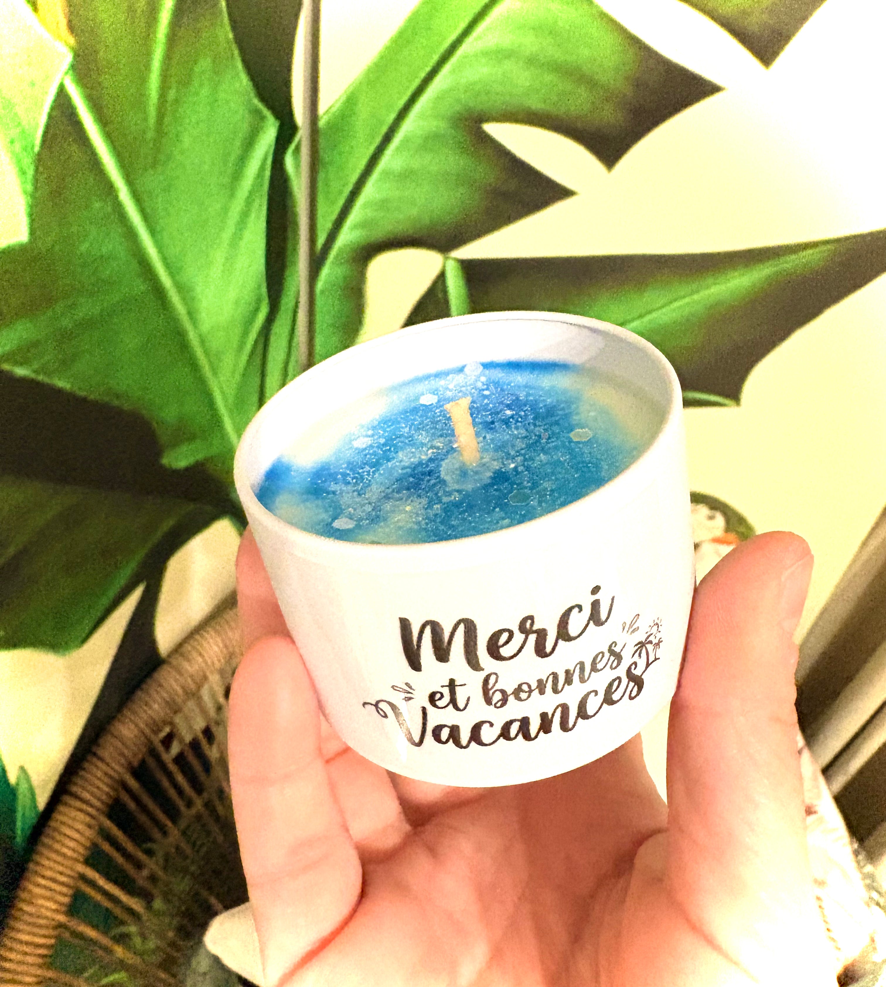 Bougie SOLO "merci et bonnes vacances"