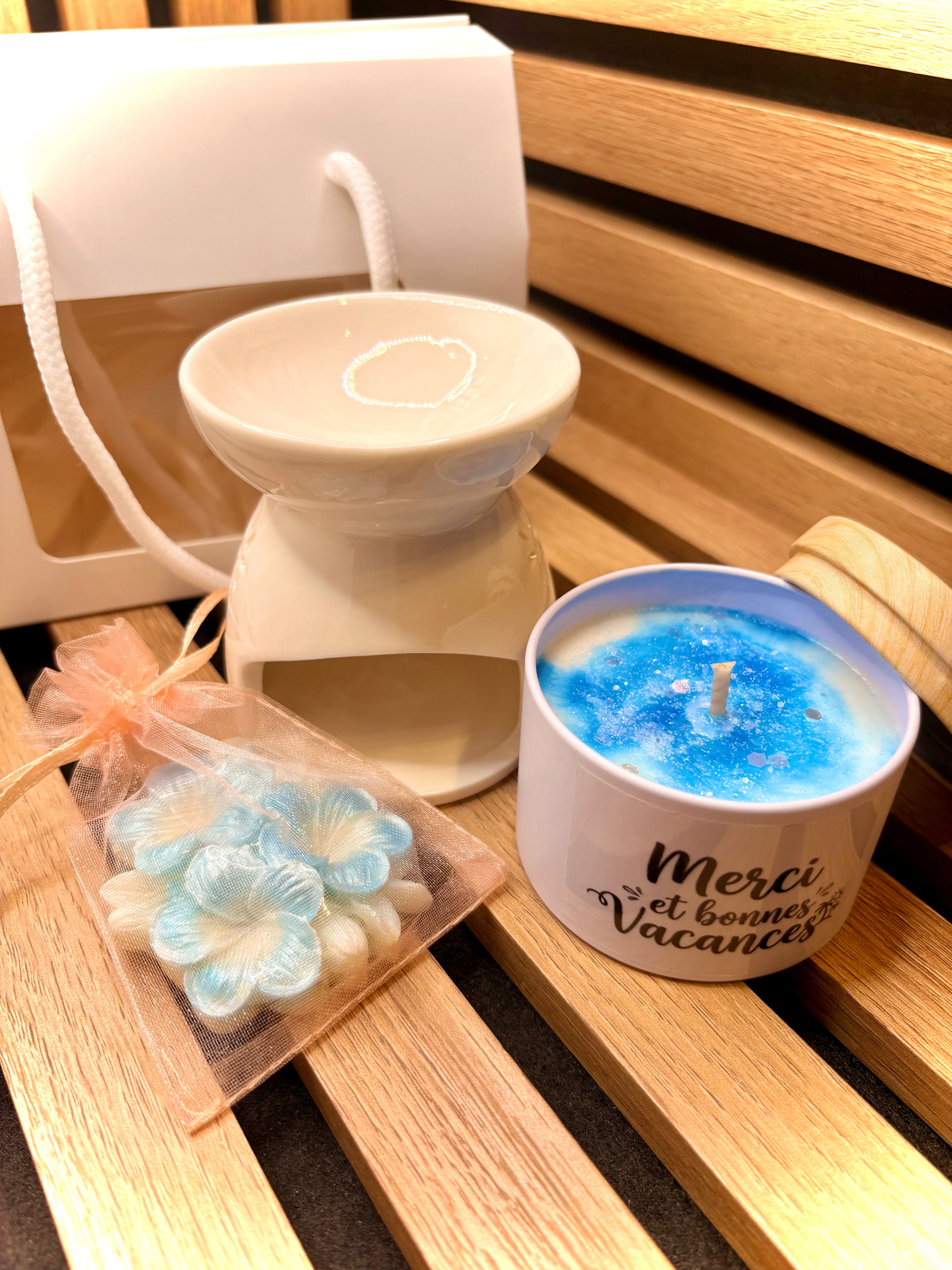 Bougie Coffret Sac "merci et bonnes vacances"