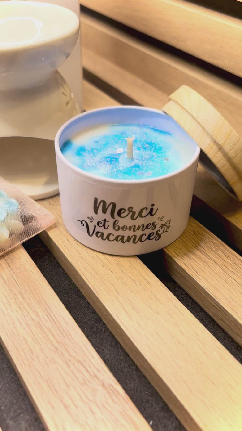 Bougie Coffret Sac "merci et bonnes vacances"